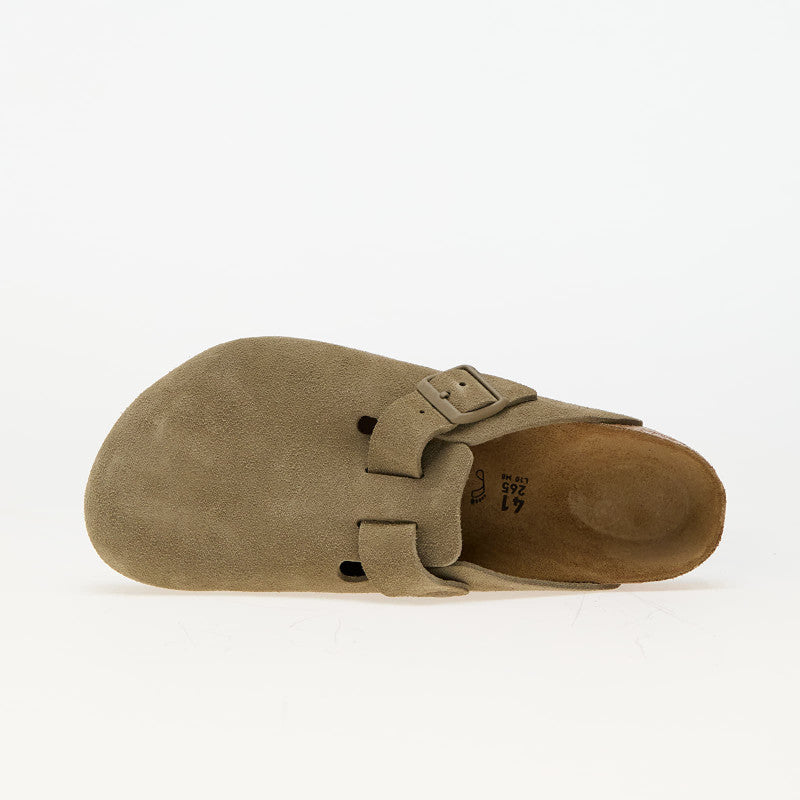 Birkenstock Boston Leather Velvet Faded Khaki