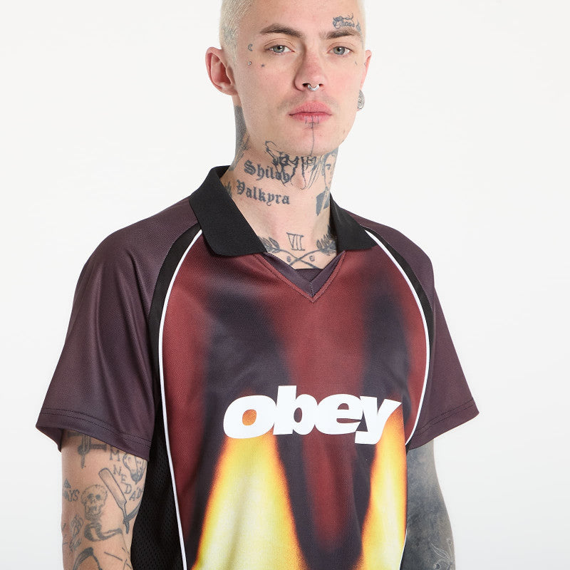 OBEY Blurred Soccer Jersey Burnt Red