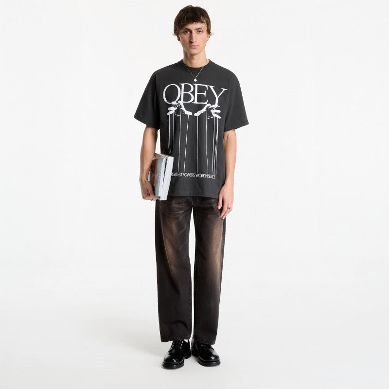 Jeansy Obey Studded Boxcar Straight Leg Denim Black Rust Wash