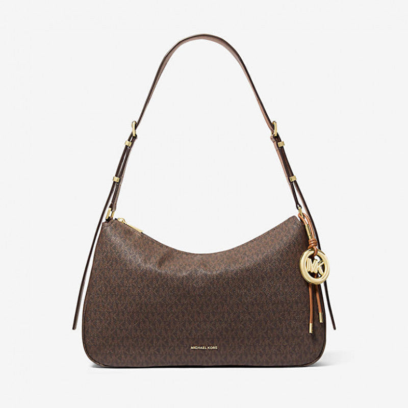 Michael Kors Nolita Medium Signature Logo Shoulder Bag Brown/ Acorn
