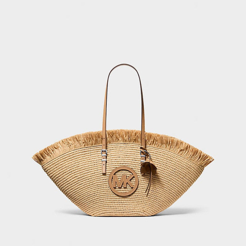 Michael Kors Isa Large Hand-Crocheted Fan Tote Bag Nat/ Peanut