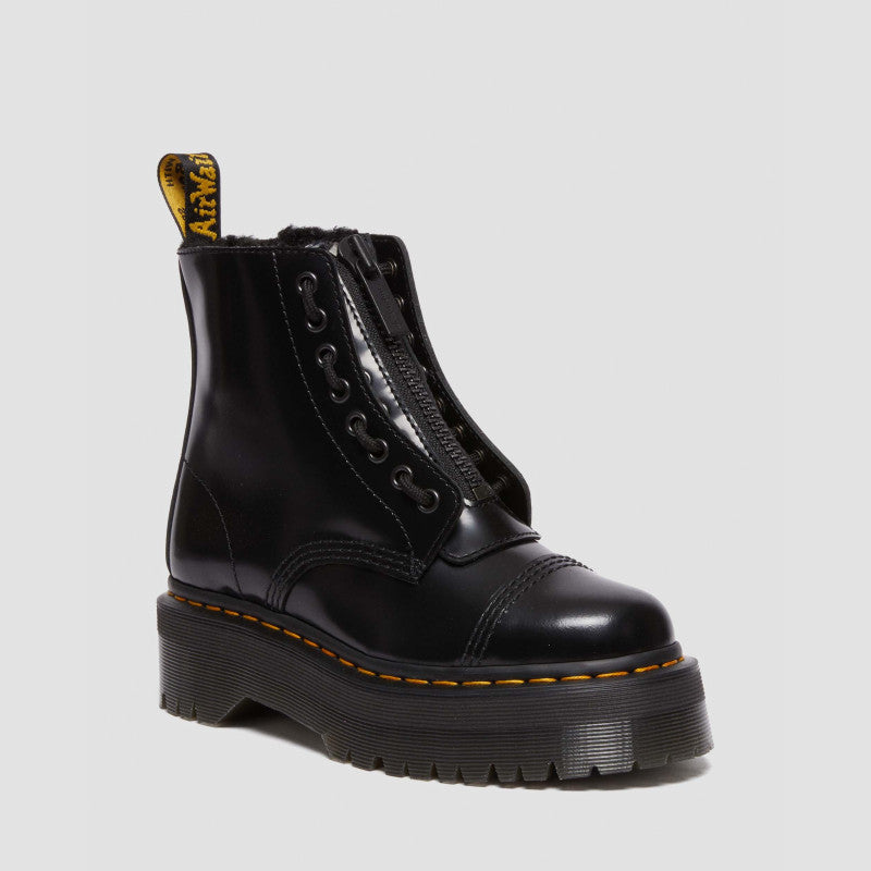 Dr. Martens Sinclair FL Black Buttero & Black Faux Sheepskin