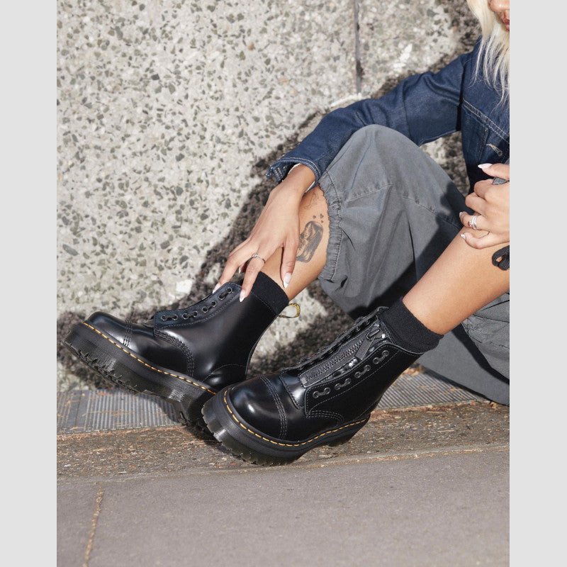 Dr. Martens Sinclair FL Black Buttero & Black Faux Sheepskin