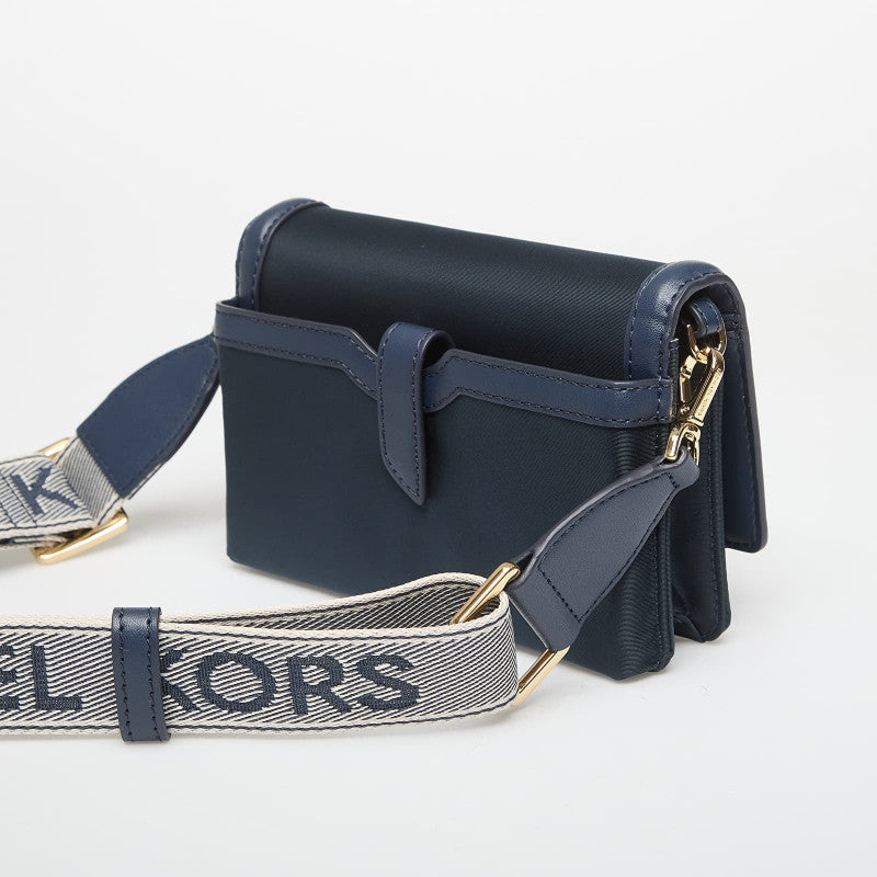 Michael Kors Jet Set Small Nylon Gabardine Smartphone Crossbody Bag Navy