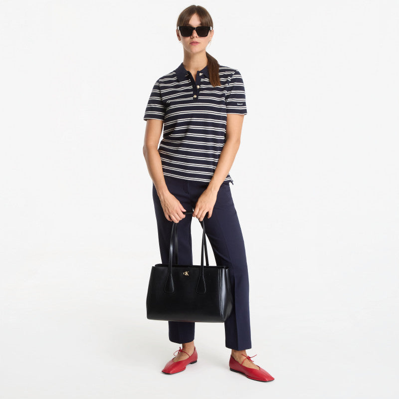 Gant Reg Twin Striped Ls Pique Polo Evening Blue