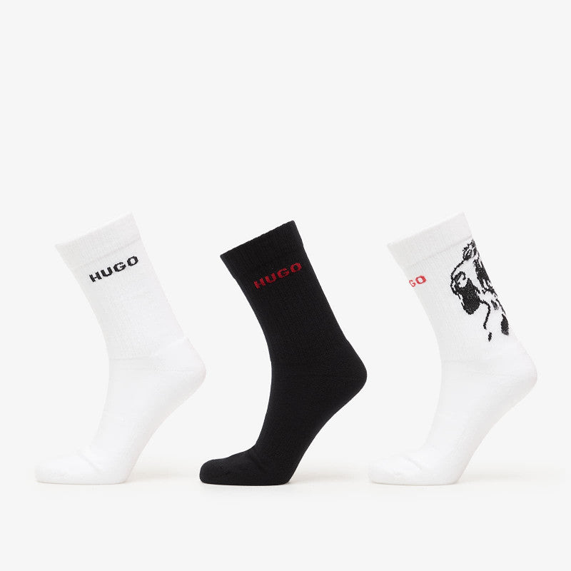 Hugo Boss Qs Angry Dog Socks 3-Pack White