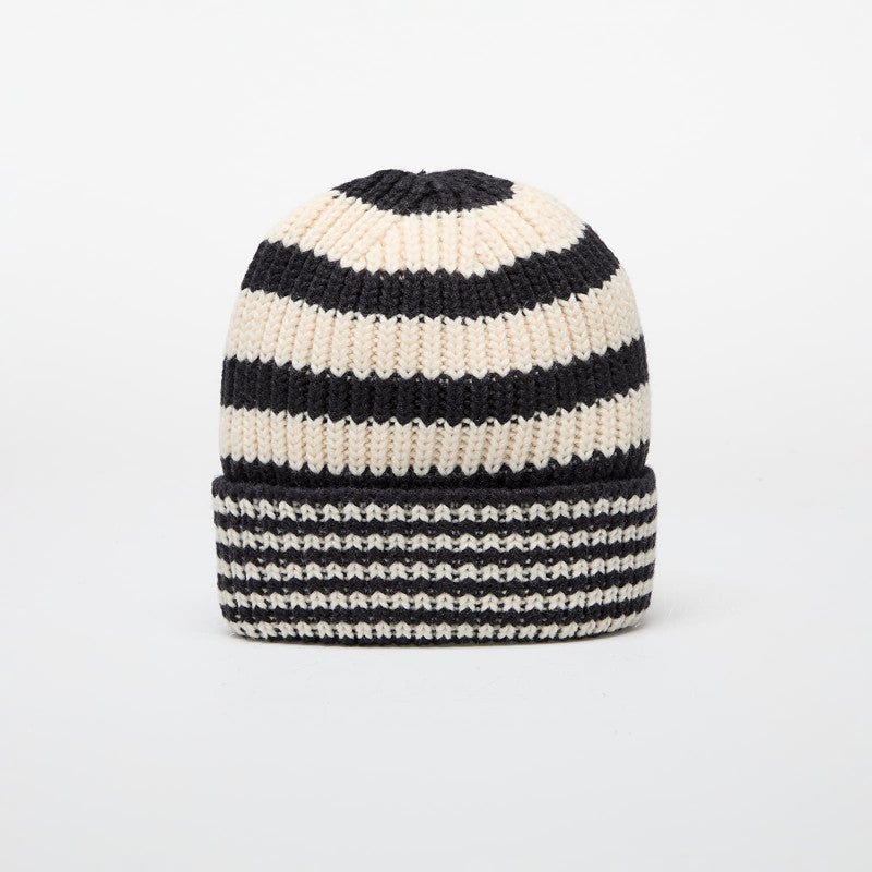 New Era Knit Medium Stripe Beanie Navy/ Light Cream