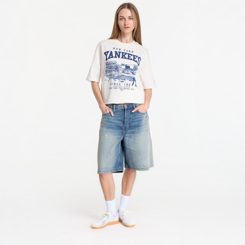New Era MLB Slub Stadium OS Tee New York Yankees UNISEX Off White