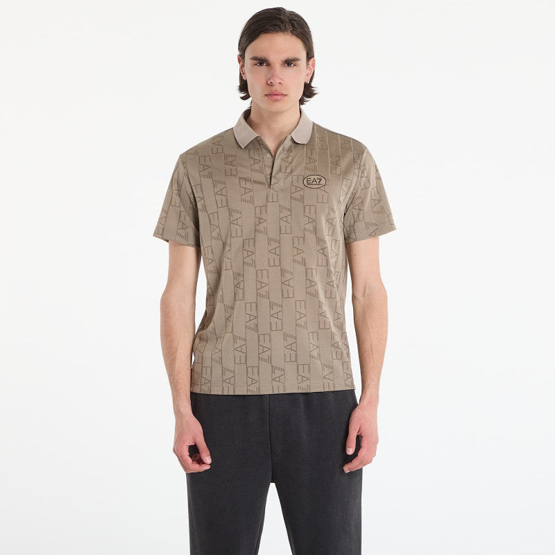 EA7 Emporio Armani Golf Pro Polo Shirt Fancy Roasted Cashew Logo