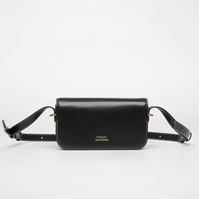 Tommy Hilfiger Script Flap Crossover Black