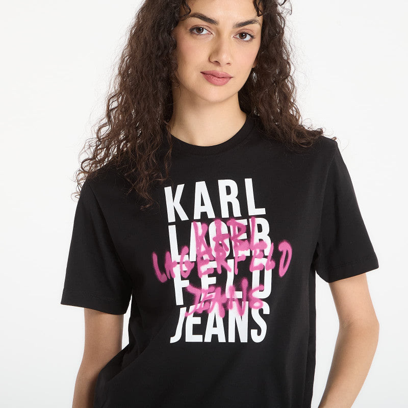 Karl Lagerfeld Jeans Reg Graffiti Logo Tee Black