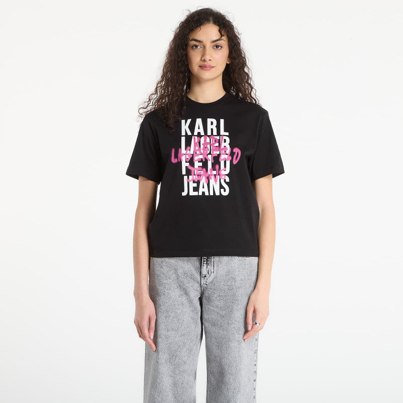 Karl Lagerfeld Jeans Reg Graffiti Logo Tee Black