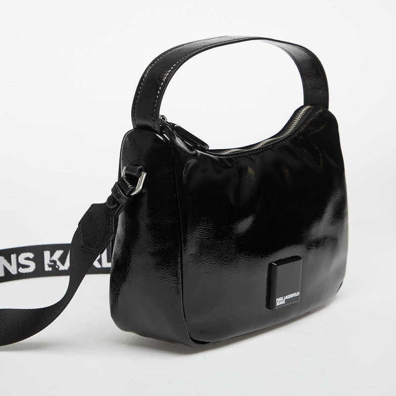 Karl Lagerfeld Jeans Box Logo Mini Hobo Glossy Black