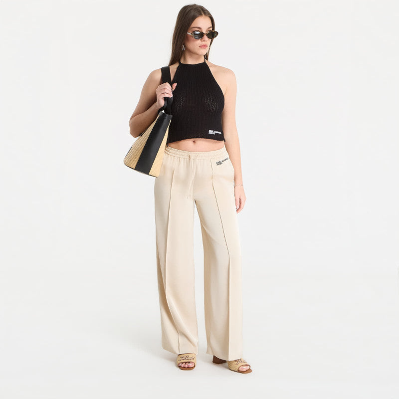 Karl Lagerfeld Jeans Wide Leg Satin Pant Champagne