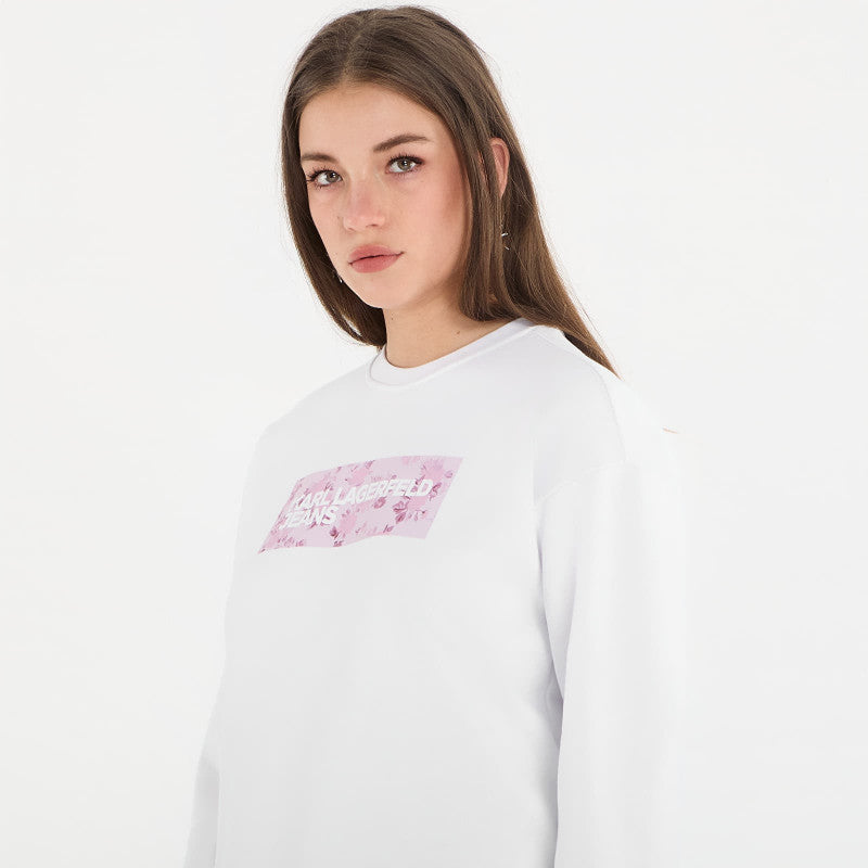 Karl Lagerfeld Jeans Reg Floral Logo Sweat White