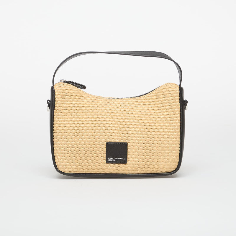 Karl Lagerfeld Jeans Box Logo Raffia Mini Hobo Natural