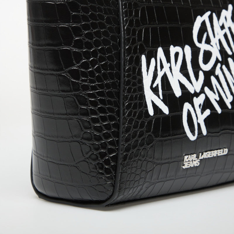 Karl Lagerfeld Jeans Logo Mini Tote Quote Black