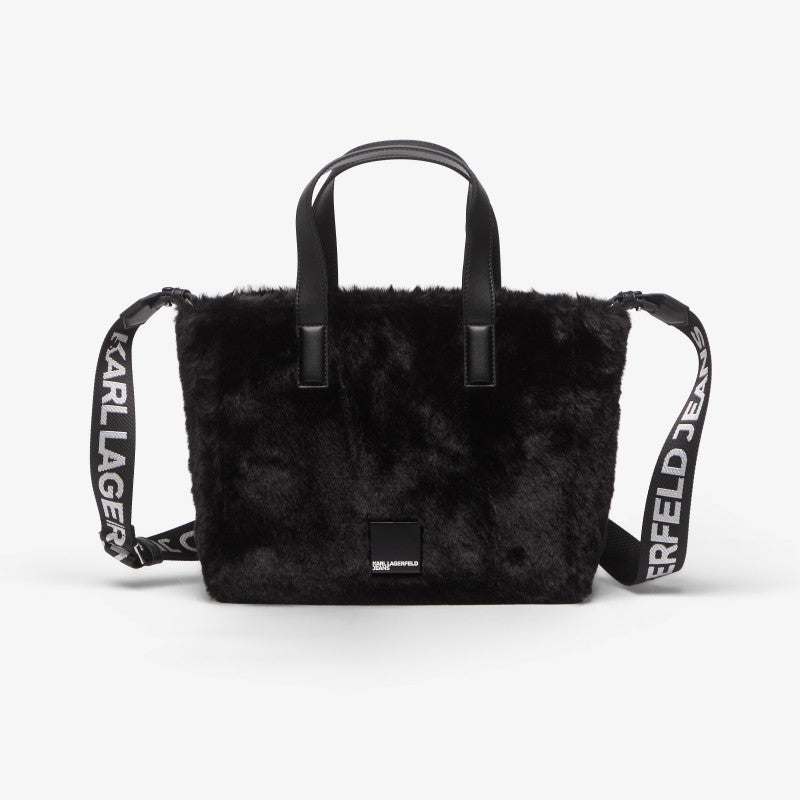 Karl Lagerfeld Jeans Box Logo Mini Tote Furry Black