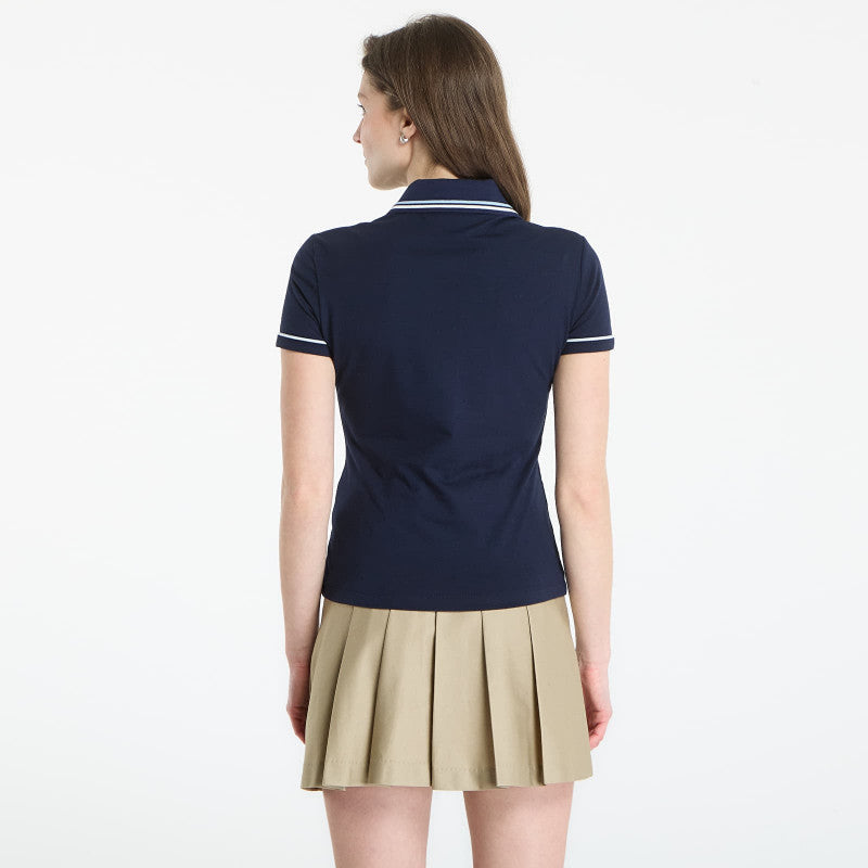 LACOSTE Ribbed Collar Shirt Navy Blue/ Chambray-Flour