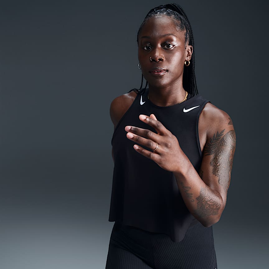 Nike AeroSwift Women's Dri-FIT ADV Cropped Running Tank Top Black/ White