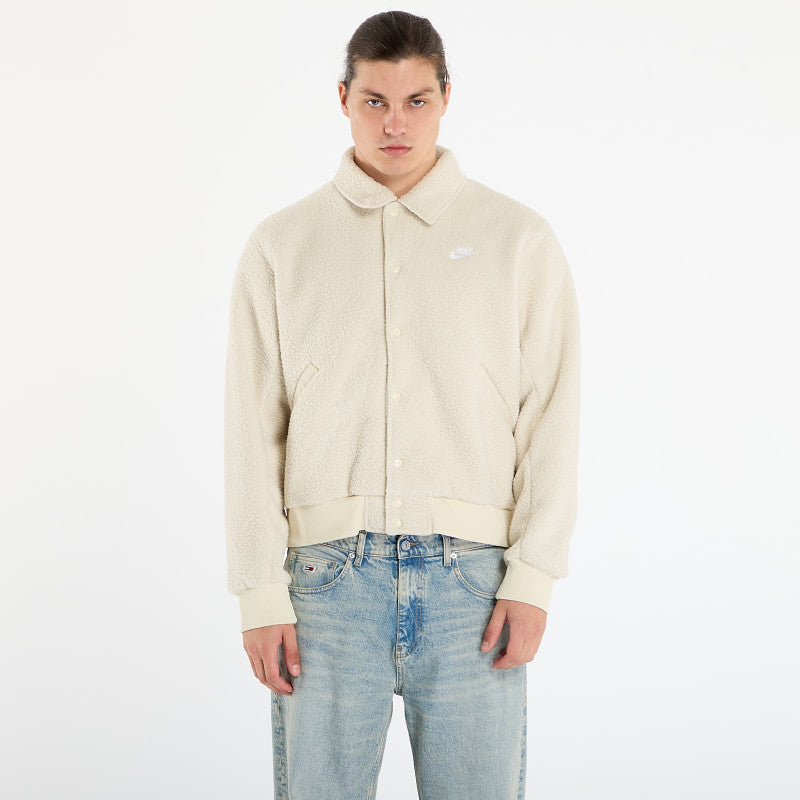 Nike Sportswear Club Men's High-Pile Fleece Coaches Jacket Lt Khaki/ White