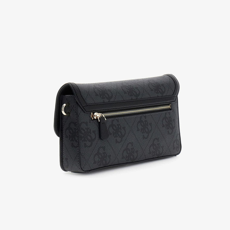 GUESS Sadie Flap Shoulder Bag Coal Logo