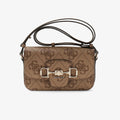 GUESS Janie Logo Convertible Cross Body Flap Latte Logo
