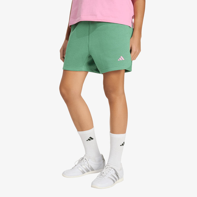 adidas 3 Stripes Studio Fleece Loose Shorts Preloved Green