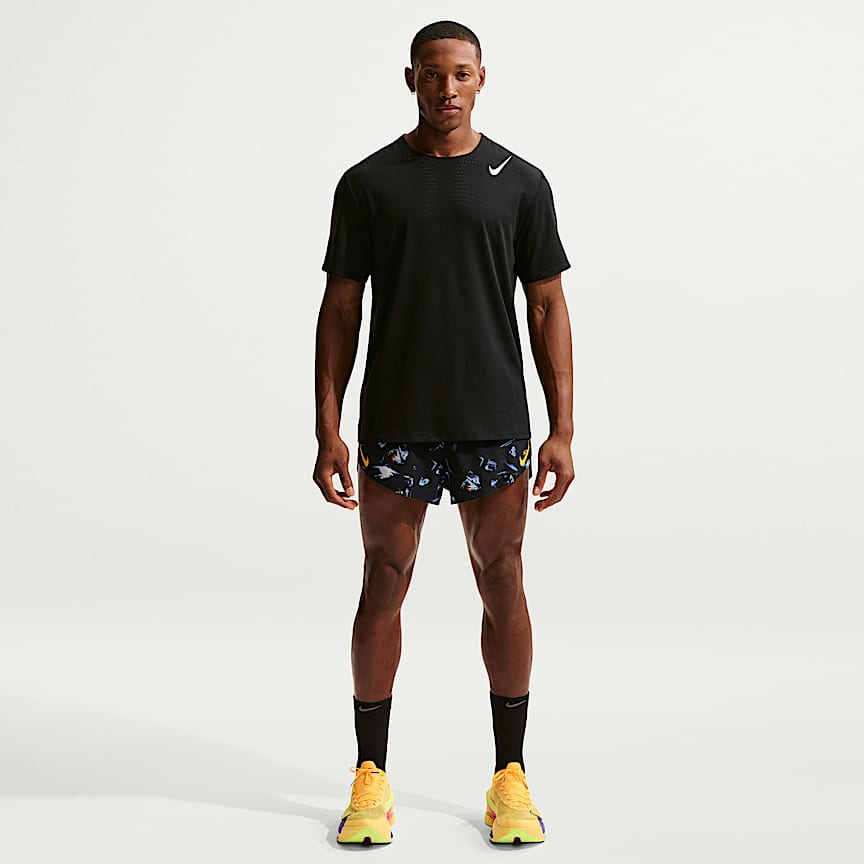 Nike AeroSwift Glam Men's Dri-FIT ADV 2" Brief-Lined Running Shorts Black/ Laser Orange