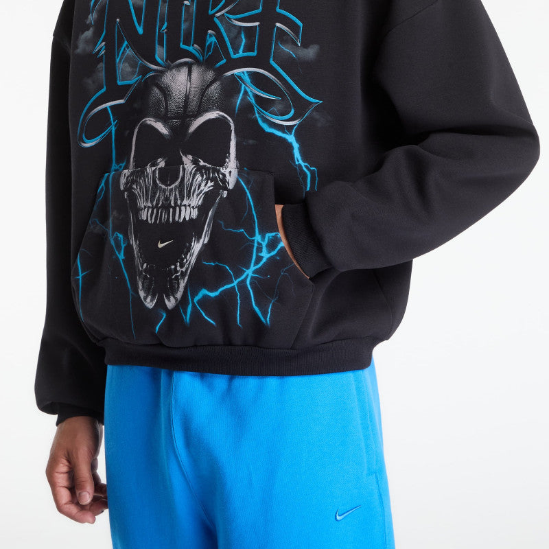 Nike Standard Issue Men's Brushed Pullover Basketball Hoodie Black/ Lt Current Blue/ Pale Ivory