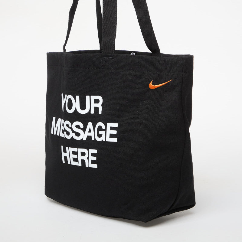 Nike Heritage "Your Message Here" Tote Bag 22L Black/ White/ Safety Orange