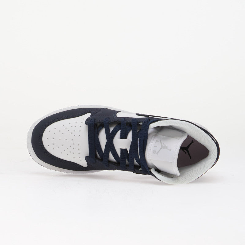 Air Jordan 1 Mid Kids Obsidian/ Obsidian-White-Grey Fog