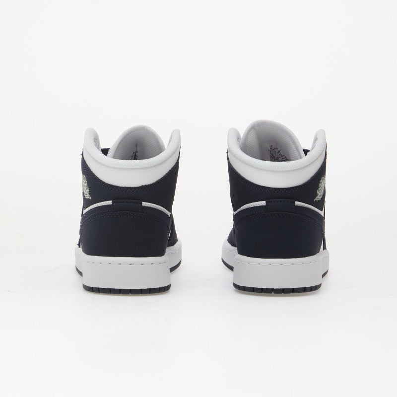 Air Jordan 1 Mid Kids Obsidian/ Obsidian-White-Grey Fog