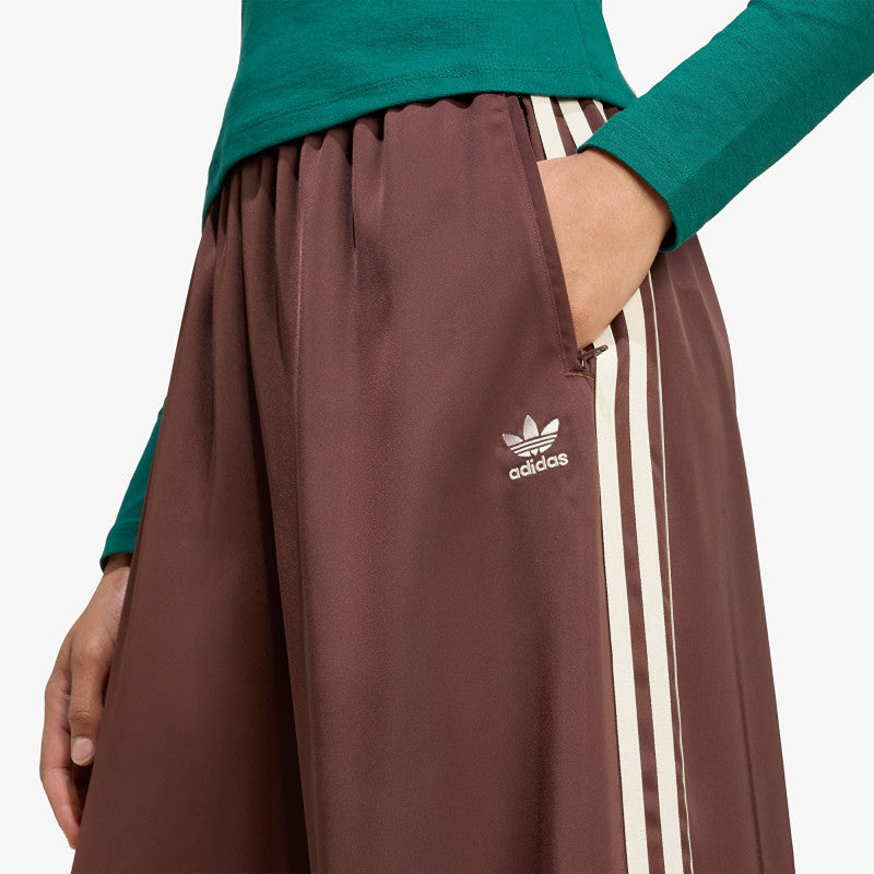 adidas Adicolor Satin Wide Leg Track Joggers Auburn/ Earth Strata