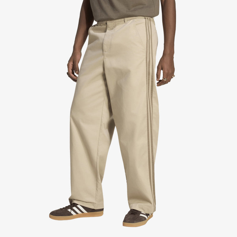 adidas 3 Stripes Pleated Trousers Khaki Three
