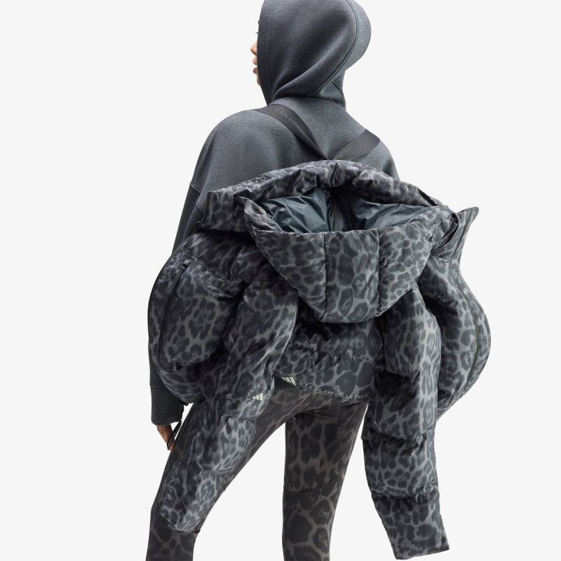 puchowa adidas by Stella McCartney Short Padded Winter Jacket Printed Dove Grey/ Carbon