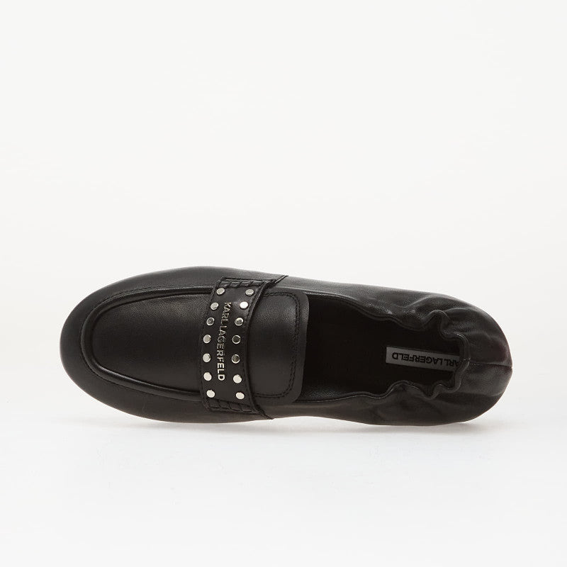 Karl Lagerfeld Jeans Marlee Loafer Studs Saddle Black Lthr w/ Silver