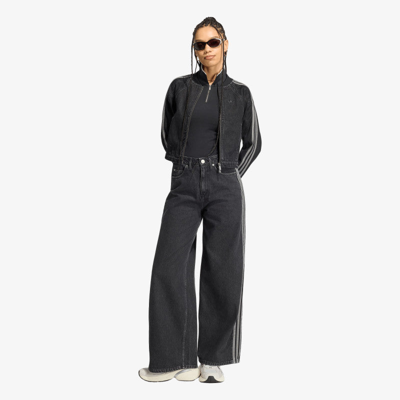 Jeansy adidas High Rise Wide Leg Denim Pant True Black Denim