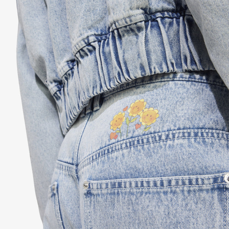 Jeansy adidas x Care Bears Care Bear High Rise Wide Leg Denim Pant Clear Sky