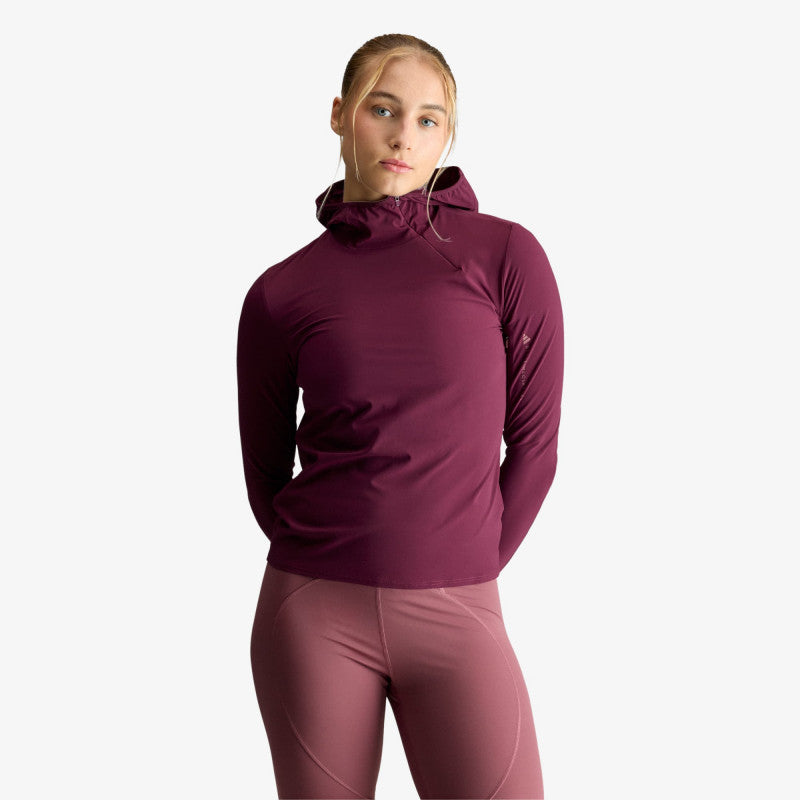 adidas by Stella McCartney Running Hybrid Open-Back Hooded Long Sleeve Maroon