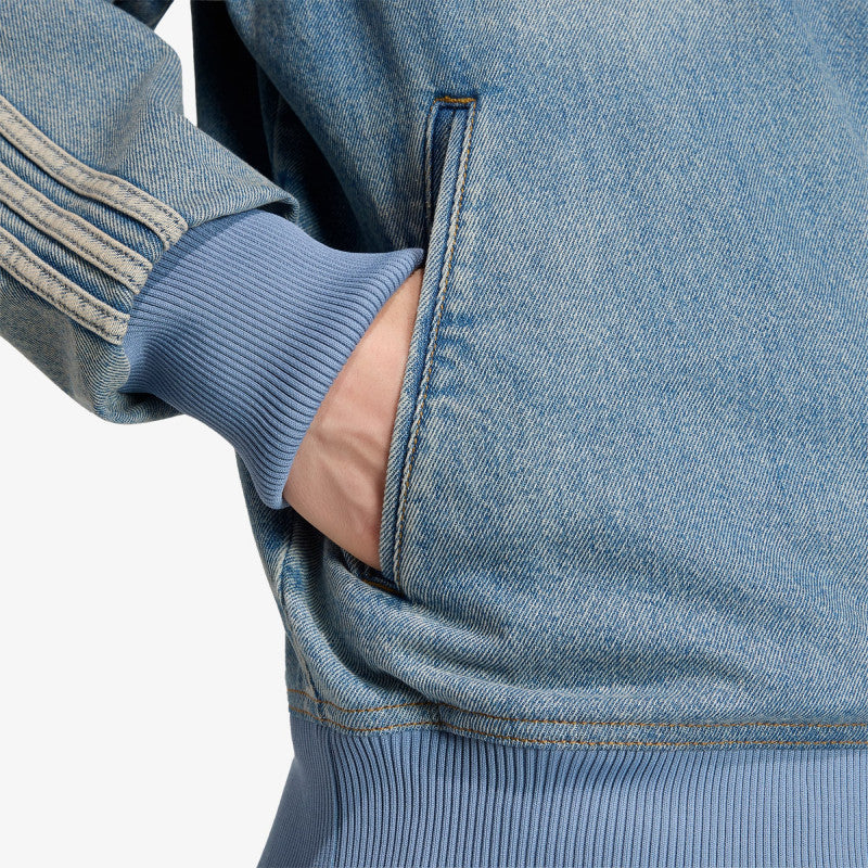 adidas Firebird Adicolor Denim Track Top Jacket Worn Blue Denim