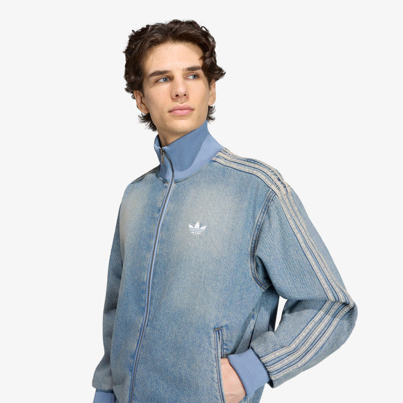 adidas Firebird Adicolor Denim Track Top Jacket Worn Blue Denim