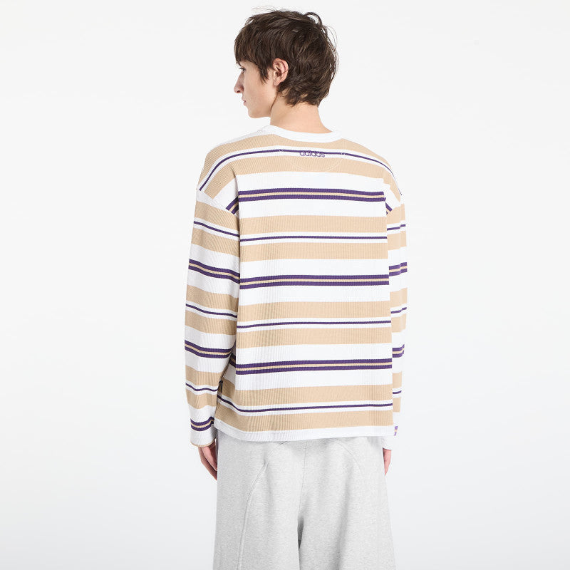 adidas 90S Alternative Sport Long Sleeve Stripe Waffle T-Shirt Core White