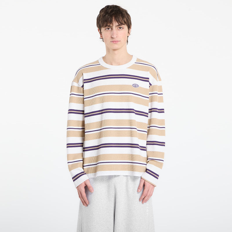 adidas 90S Alternative Sport Long Sleeve Stripe Waffle T-Shirt Core White