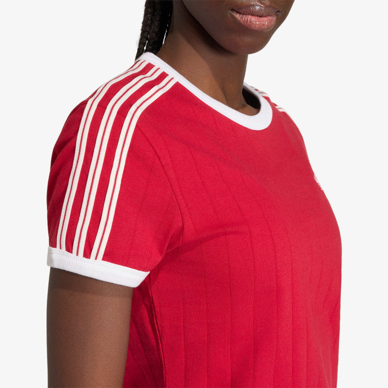 adidas Pinstripe Short Sleeve Slim Tee Team Victory Red/ White/ Team Victory Red