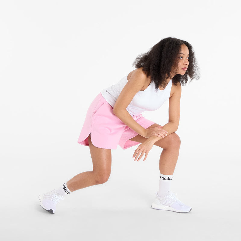 adidas 3 Stripes Studio Fleece Loose Shorts True Pink
