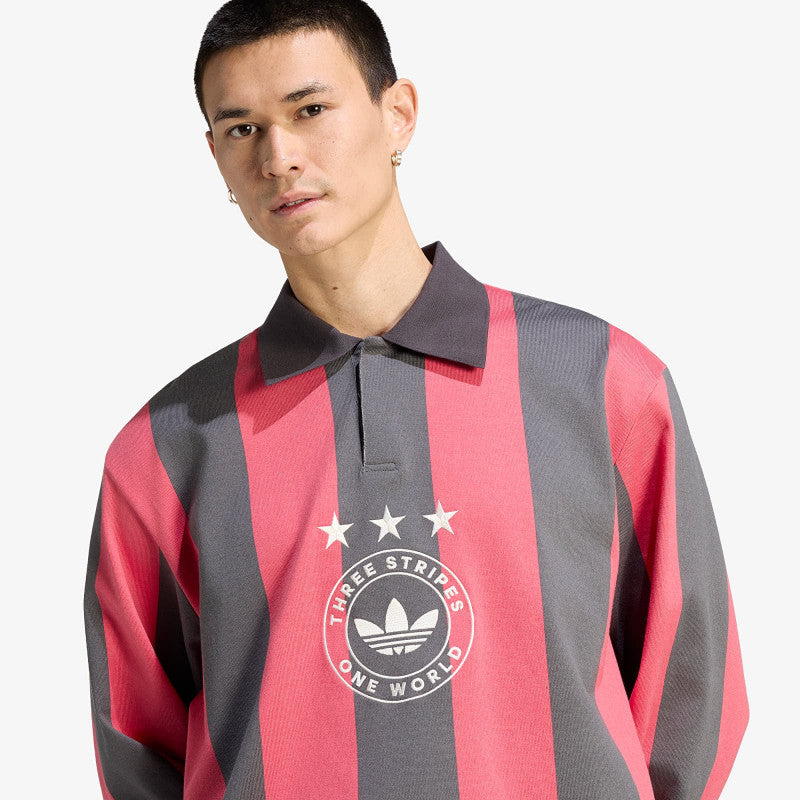 adidas Graphic Long Sleeve Polo Shirt Utility Black/ Cream White
