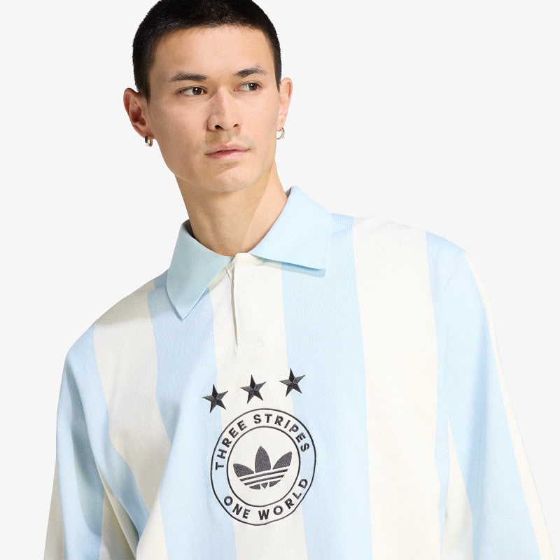 adidas Graphic Long Sleeve Polo Shirt Ice Blue