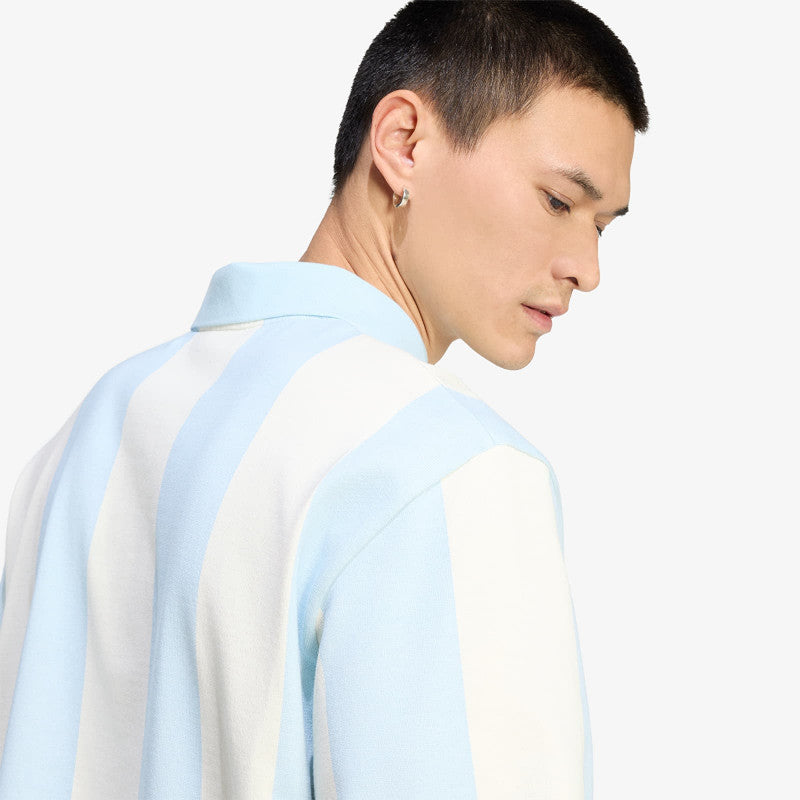 adidas Graphic Long Sleeve Polo Shirt Ice Blue