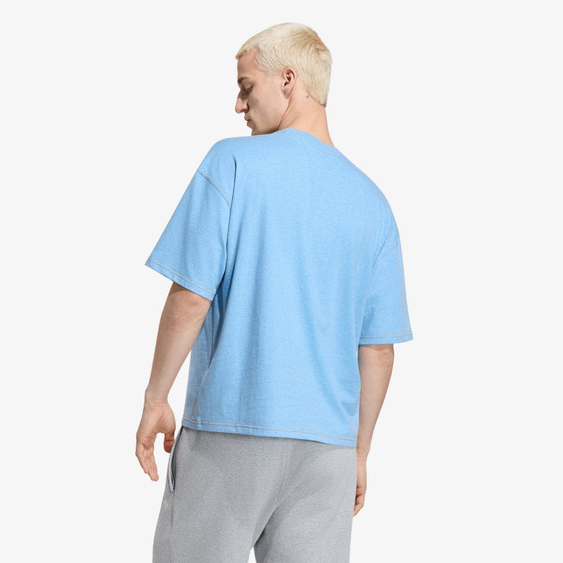 adidas Trefoil Essentials Melange Loose Cropped TEE Light Blue Mel